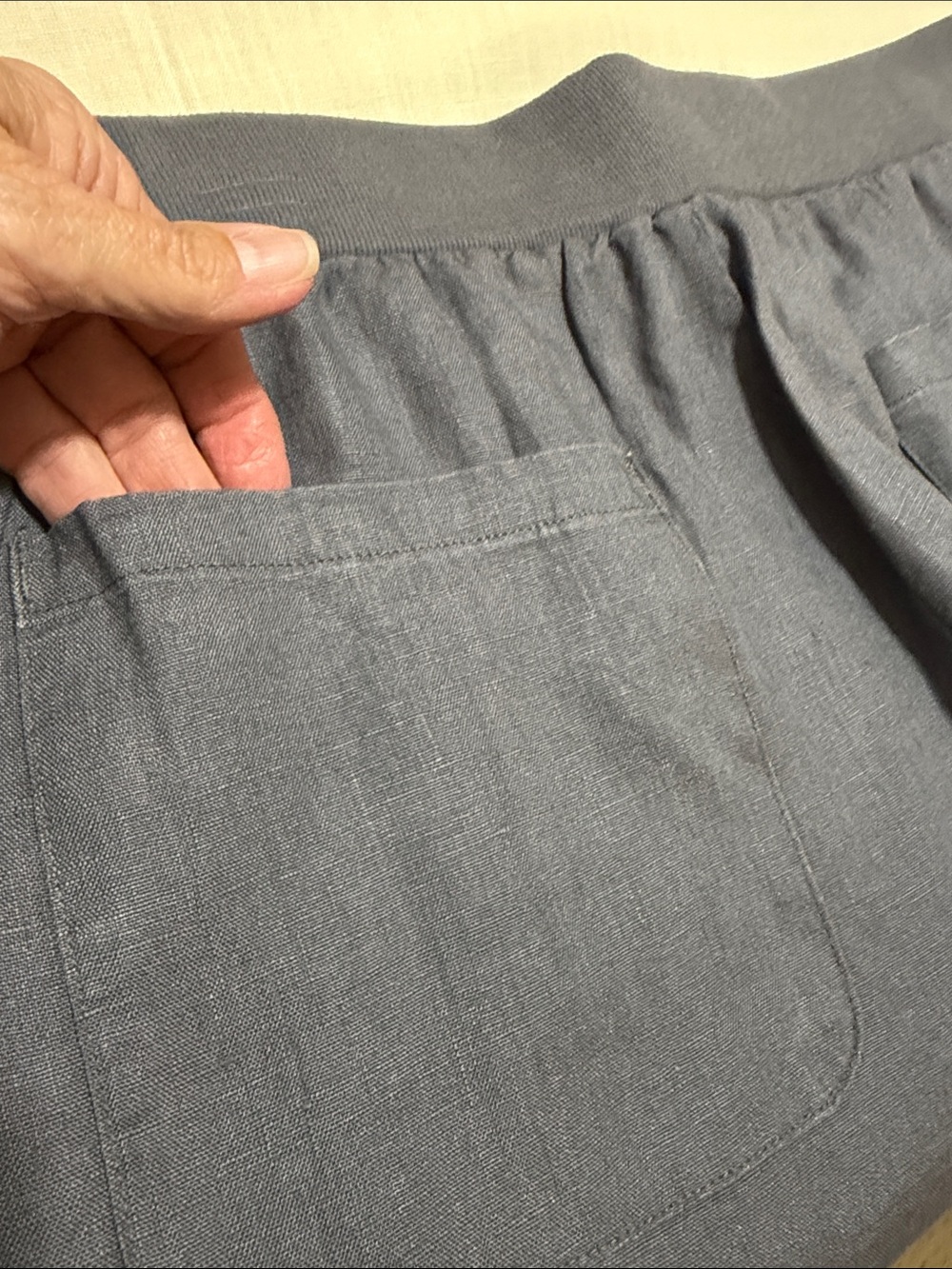 Ellen Tracy Linen Gray Cropped Drawstring Wide Leg Pants, Size XL. - Picture 6 of 14